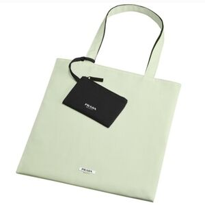 Prada Beauty Mint Green Tote Bag & Small Black Zip Bag New